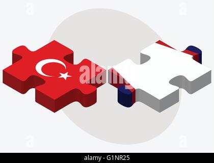 Türkei und Amerikanisch-Samoa Flaggen in puzzle isolierten auf weißen Hintergrund Stock Vektor