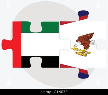 Vereinigte Arabische Emirate und Amerikanisch-Samoa Flaggen in puzzle isolierten auf weißen Hintergrund Stock Vektor