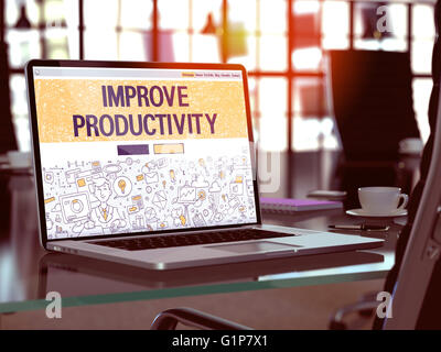 Produktivität - Konzept auf Laptop-Bildschirm. Stockfoto