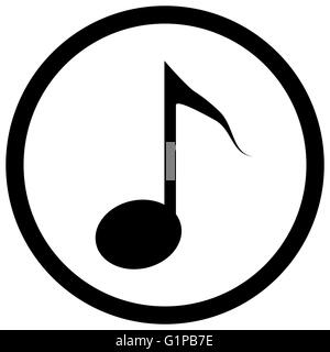 Notiz-Symbol schwarz. Noten und musikalische Icon oder Symbol Melodie, Umriss Ton. Flaches Design Vektorgrafik Stockfoto