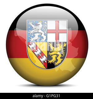 Karte anklicken der Flagge des Saarlandes, Deutschland Stock Vektor