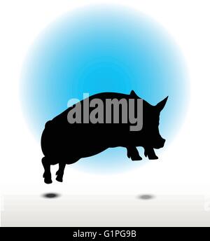 Vektor-Bild, Schwein Silhouette im Sprung Pose, isoliert auf weißem Hintergrund Stock Vektor