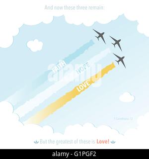 Das Christentum Bibel Vers Gott Jesus Symbol Flugzeug bunte Liebe Hoffnung glauben Vektor-Illustration Stock Vektor