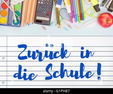 Zurück zur Schule in deutscher Sprache Stockfoto