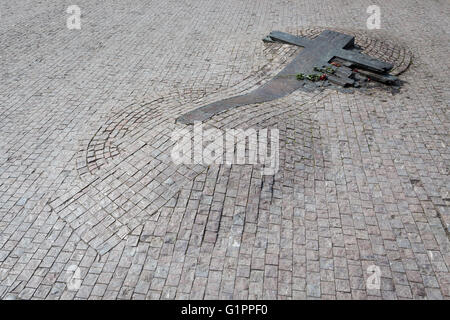 Jan Palach Memorial in öffentlichen Bürgersteig in Prag vor nationalen Museum der Tschechischen Republik Stockfoto