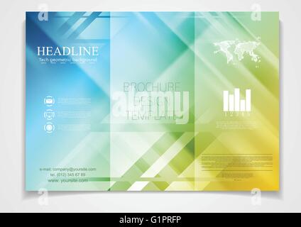 Tri-Fold Broschüre corporate Design-Vorlage. Vektor-Tech-design Stock Vektor