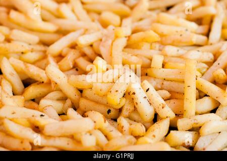 Pommes-frites-Hintergrund, close-up erschossen Stockfoto