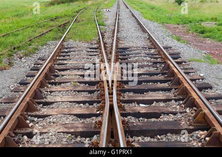 Gleisanlagen mit Eisenbahn-Schalter in ein Ländliches Motiv Stockfoto