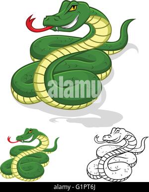 Qualitativ hochwertige Schlange Cartoon-Charakter-Vektor-Illustration Stock Vektor