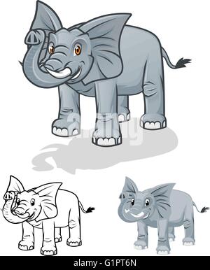 Qualitativ hochwertige Elephant Cartoon Charakter Vektor-Illustration Stock Vektor