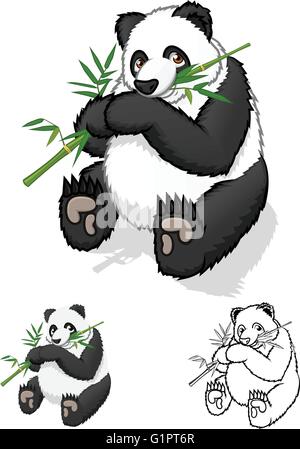 Qualitativ hochwertige Giant Panda Cartoon Charakter Vektor-Illustration Stock Vektor