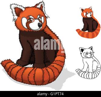 Hochwertige Red Panda Cartoon Charakter Vektor-Illustration Stock Vektor