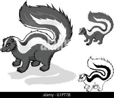 Skunk-Cartoon-Charakter-Vektor-Illustration Stock Vektor