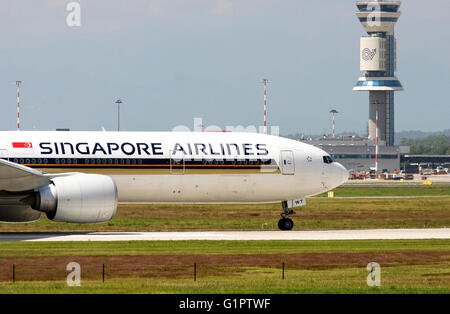 9V-SWT Singapore Airlines Boeing 777. Fotografiert am Flughafen Malpensa, Mailand, Italien Stockfoto