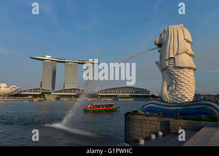Merlion, Marina Bay Sands Hotel, Singapur Stockfoto