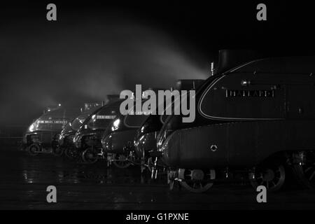 Die große Versammlung zur Fortbewegung Shildon Februar 2014 in schwarz / weiß Stockfoto