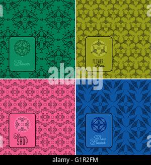 Nahtlose Logo mit Label für Blume Shop Verpackungen Stock Vektor