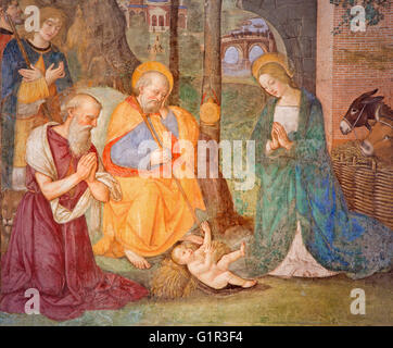 Rom, Italien - 9. März 2016: Das Fresko Krippe mit der Heiligen Hieronymus von Bernardino Pinturicchio (1488-1490) Stockfoto