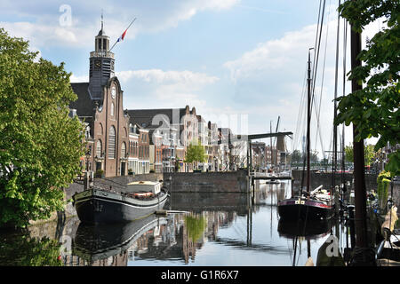 Im Juli 1620 reiste Speedwell Delfshaven an Mayflower Rotterdamer Hafen Hafen Stockfoto