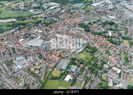 Eine breite Luftaufnahme der Nottinghamshire Stadt von Newark on Trent Stockfoto