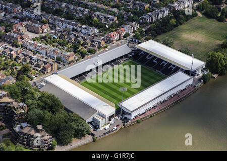 Eine Luftaufnahme des Craven Cottage, Heimat des Fulham Football Club Stockfoto