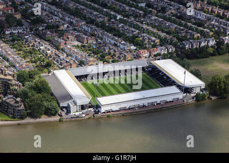 Eine Luftaufnahme des Craven Cottage, Heimat des Fulham Football Club Stockfoto