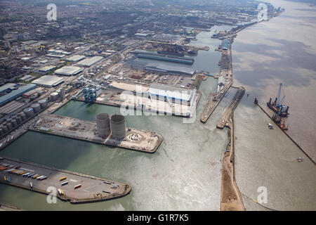 Eine Luftaufnahme der Seaforth Docks, Hafen von Liverpool Stockfoto