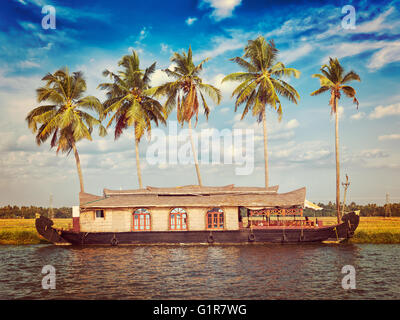 Hausboot in Kerala Backwaters, Indien Stockfoto