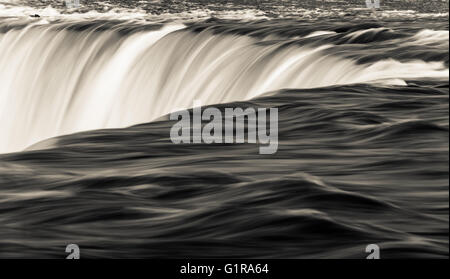 5. Mai 2016 - Niagara Falls, Ontario. Der Niagara River fließt in Richtung der Horseshoe Falls, einer der drei Wasserfall Formationen befindet sich Stockfoto