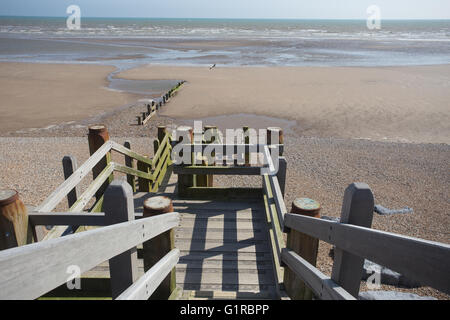 Meer Hochwasserabwehr Broomhill Sands Camber East Sussex Stockfoto