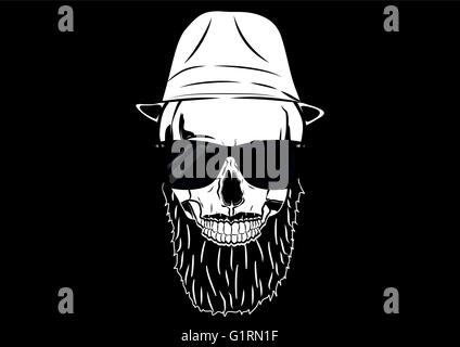 Abbildung Vektor Grafik Totenkopf Pirat Hipster für den kreativen Einsatz in Grafik-design Stock Vektor