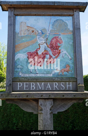 Pebmarsh Ortsschild, Essex, England. Stockfoto