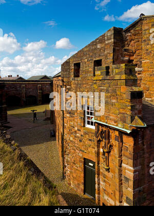 Das äußere des Carlisle Castle, erbaut im 12. Jahrhundert Carlisle Cumbria England UK Stockfoto