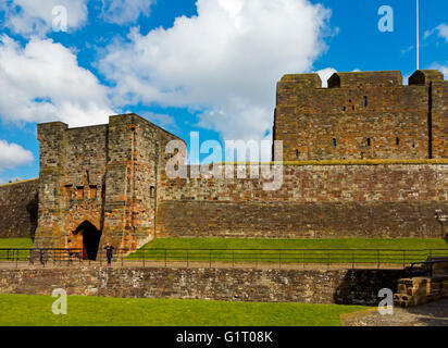 Das äußere des Carlisle Castle, erbaut im 12. Jahrhundert Carlisle Cumbria England UK Stockfoto