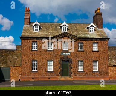 Arnhem in Carlisle Castle, erbaut im 12. Jahrhundert Carlisle Cumbria England UK Aufbau der Armee Stockfoto