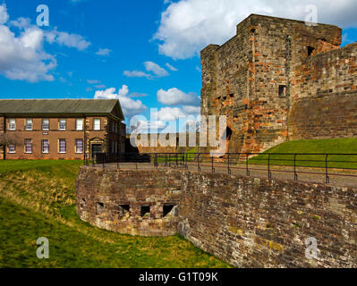 Das äußere des Carlisle Castle, erbaut im 12. Jahrhundert Carlisle Cumbria England UK Stockfoto