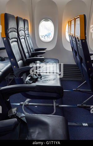 Leere Sitze auf Ryanair Boeing 737 - 800 Ebene Stockfoto