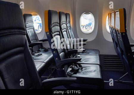 Leere Sitze auf Ryanair Boeing 737 - 800 Ebene Stockfoto