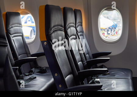 Leere Sitze auf Ryanair Boeing 737 - 800 Ebene Stockfoto