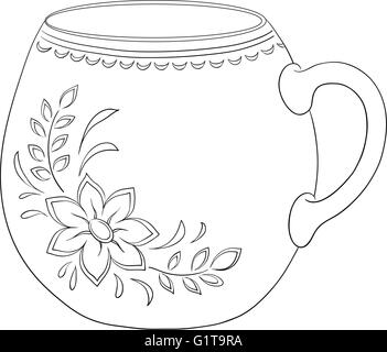 Tasse mit einem Muster, Kontur Stock Vektor