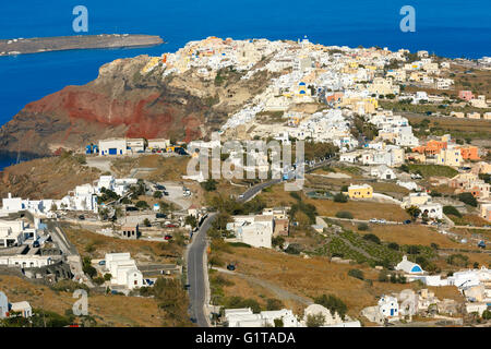 Luftaufnahme von Oia oder Ia, Santorini, Griechenland Stockfoto