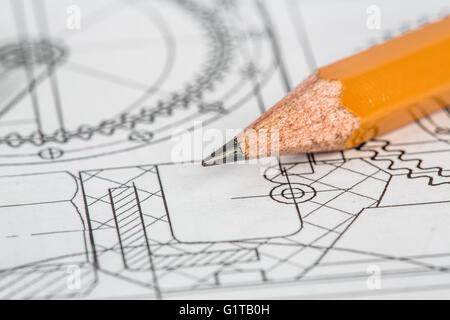 Zeichnung Bleistift und Detail-Nahaufnahme Stockfoto