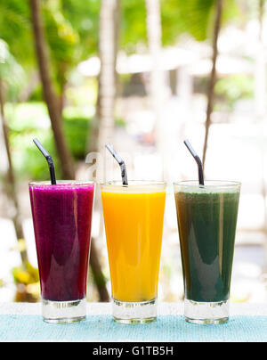 Sortiment-Säfte, Smoothies, Getränke, Getränke-Auswahl Stockfoto