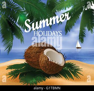 Kokos-tropischen Nuss-Hintergrund Stock Vektor