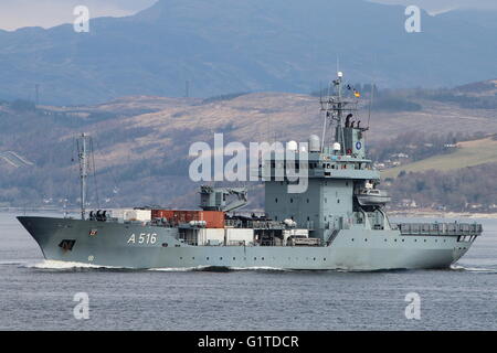 FGS Donau (A516), eine Auffüllung der Elbe-Klasse (Typ 404) Ausschreibung der deutschen Marine, zu Beginn der Übung Joint Warrior 16-1. Stockfoto