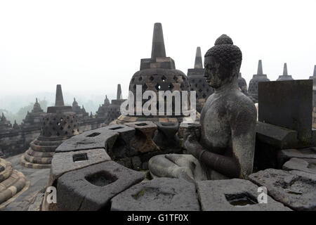 Der herrliche buddhistischen Borobudur-Tempel in Zentral-Java. Stockfoto