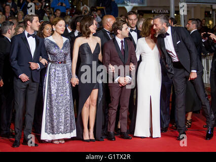 Cannes, Frankreich. 19. Mai 2016. Gaspard Ulliel, Lea Seydoux, Marrion Cotillard, Xavier Dolan, Nathalie Baye, Vincent Cassel Schauspieler und Regisseur Juste La Fin Du Monde. Premiere 69 Th Cannes Film Festival Cannes, Frankreich 20. Mai 2016 Diw90416 Credit: Allstar Bild Bibliothek/Alamy Live-Nachrichten Stockfoto