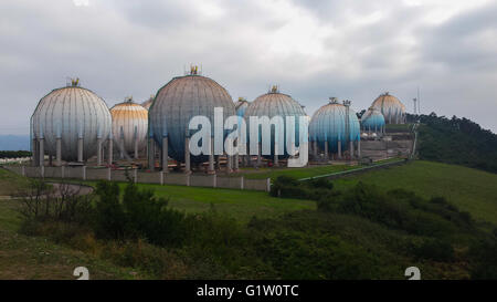 Details Gastanks der alten von Kugelform Stockfoto