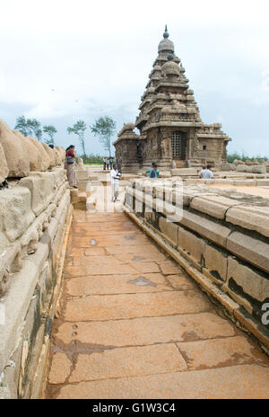 Shore Tempel, Mahabalipuram, in der Nähe von Chennai, Tamil Nadu, Indien Stockfoto