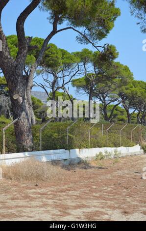 Ein Tag am Strand mit der Familie. Strand Schinias Marathonas Stadt 42 Killometers Weg von der Mitte von Athen, Griechenland. Stockfoto